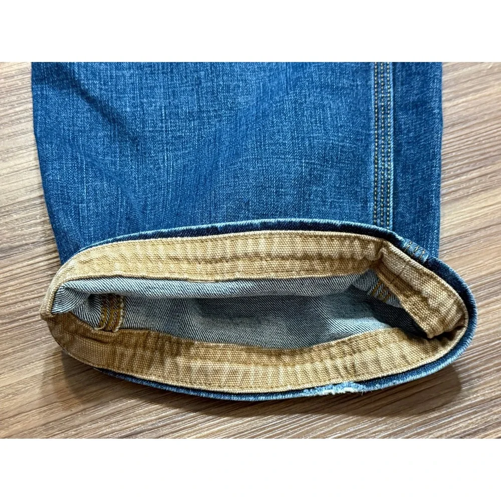 Duluth Trading Flex Ballroom Jeans Men Relaxed Fit Blue Dark Wash Denim Sz 42x30